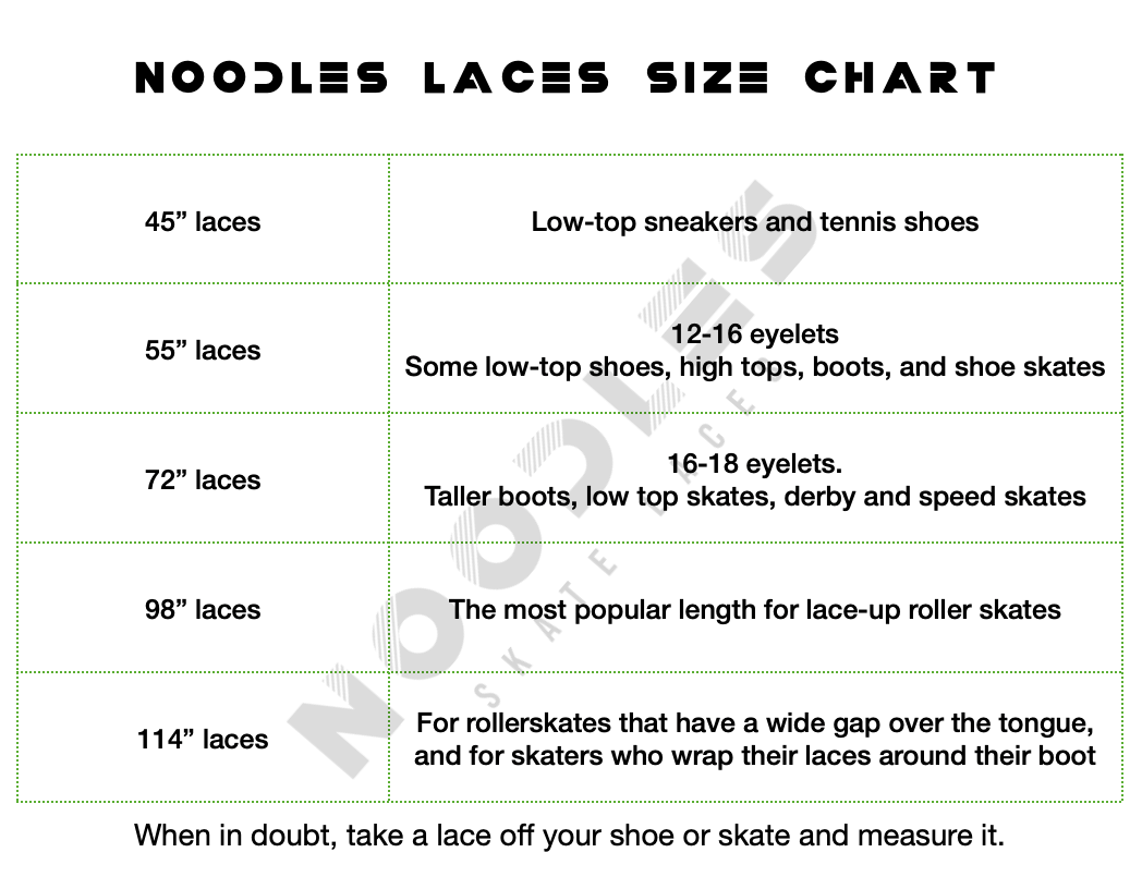 Boot lace sales length chart